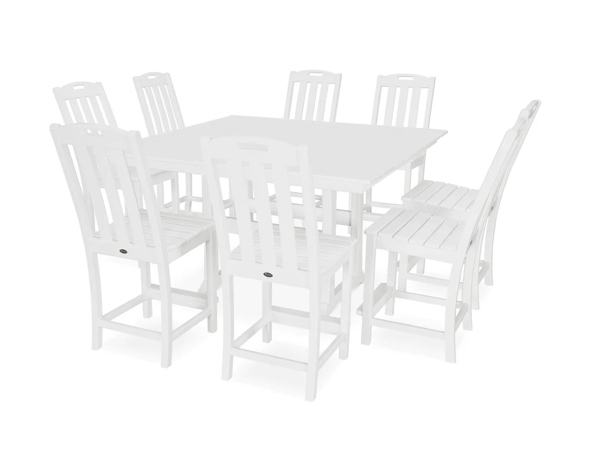 Yacht Club 9-Piece Farmhouse Trestle Side Chair Counter Set