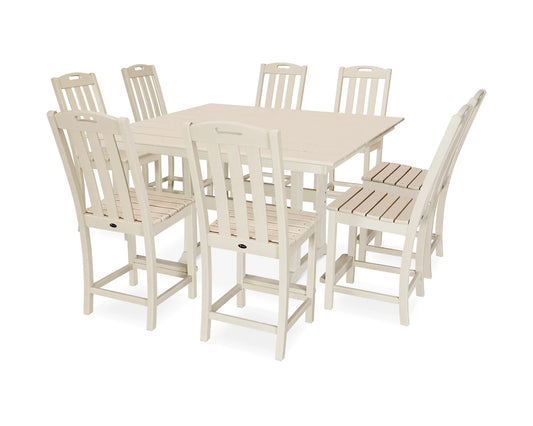 Yacht Club 9-Piece Farmhouse Trestle Side Chair Counter Set