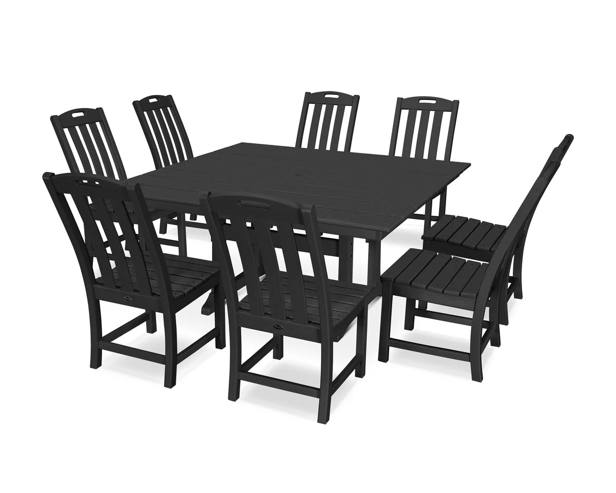 Yacht Club 9-Piece Farmhouse Trestle Side Chair Dining Set