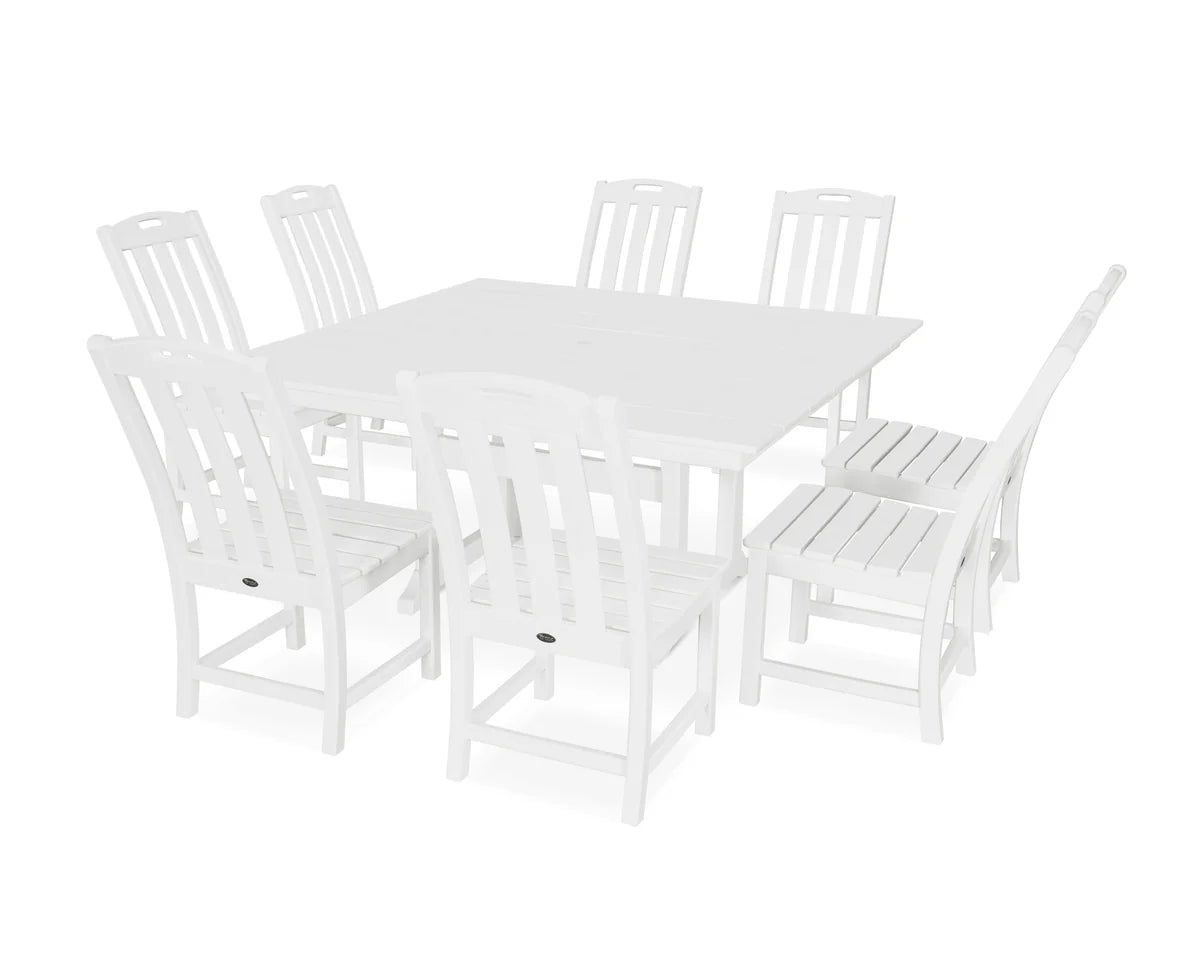 Yacht Club 9-Piece Farmhouse Trestle Side Chair Dining Set