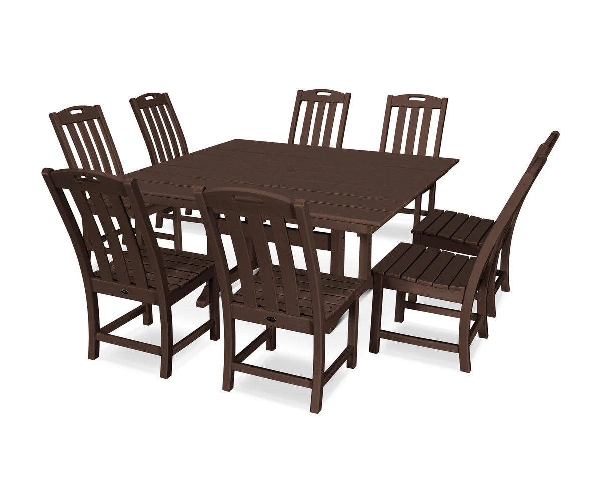 Yacht Club 9-Piece Farmhouse Trestle Side Chair Dining Set