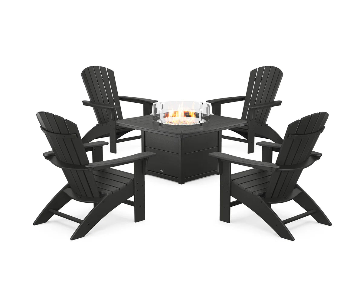 Yacht Club Adirondack 5-Piece Set with Fire Pit Table
