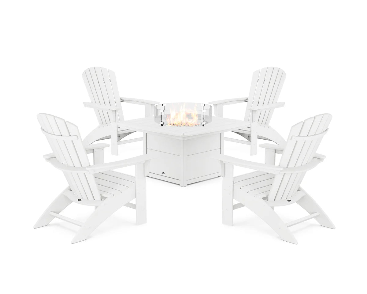 Yacht Club Adirondack 5-Piece Set with Fire Pit Table