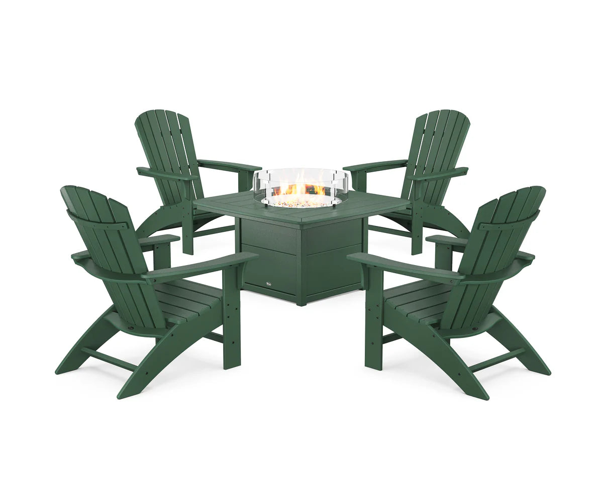 Yacht Club Adirondack 5-Piece Set with Fire Pit Table