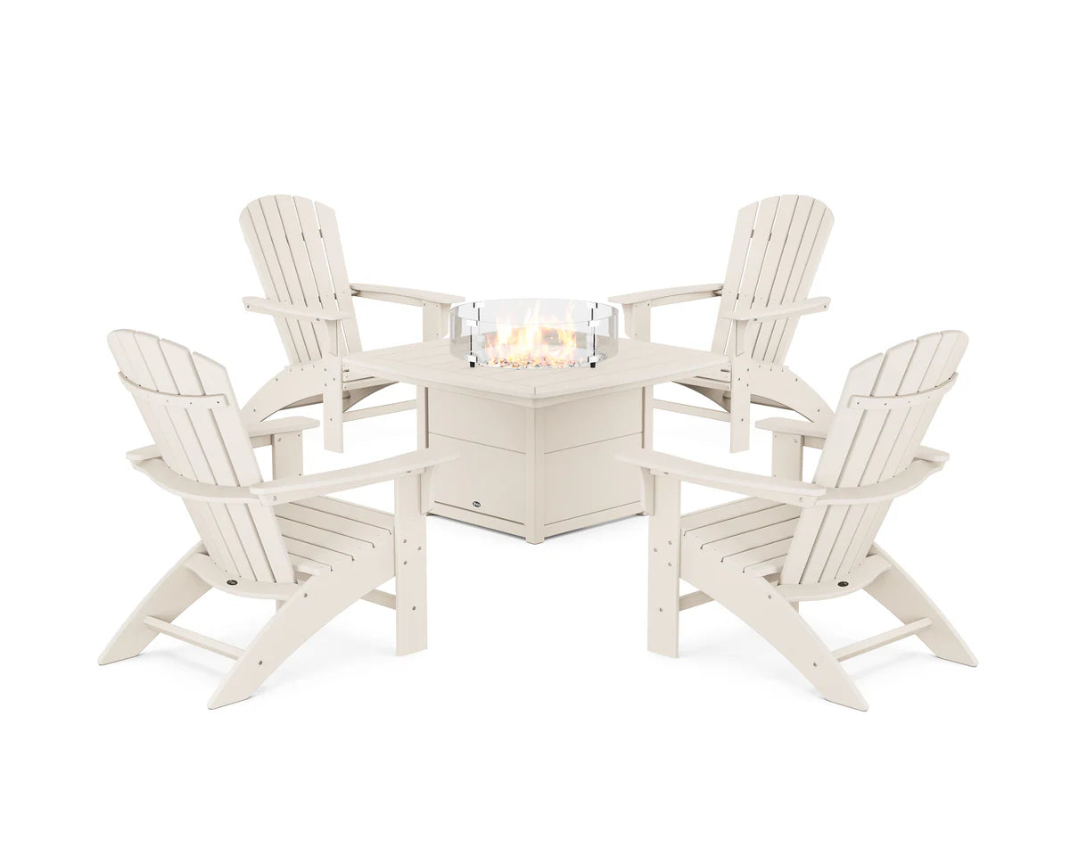 Yacht Club Adirondack 5-Piece Set with Fire Pit Table