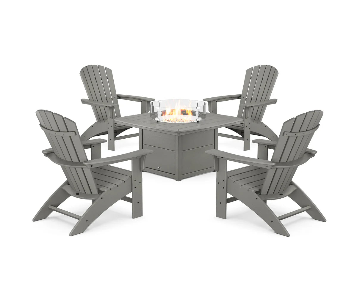 Yacht Club Adirondack 5-Piece Set with Fire Pit Table