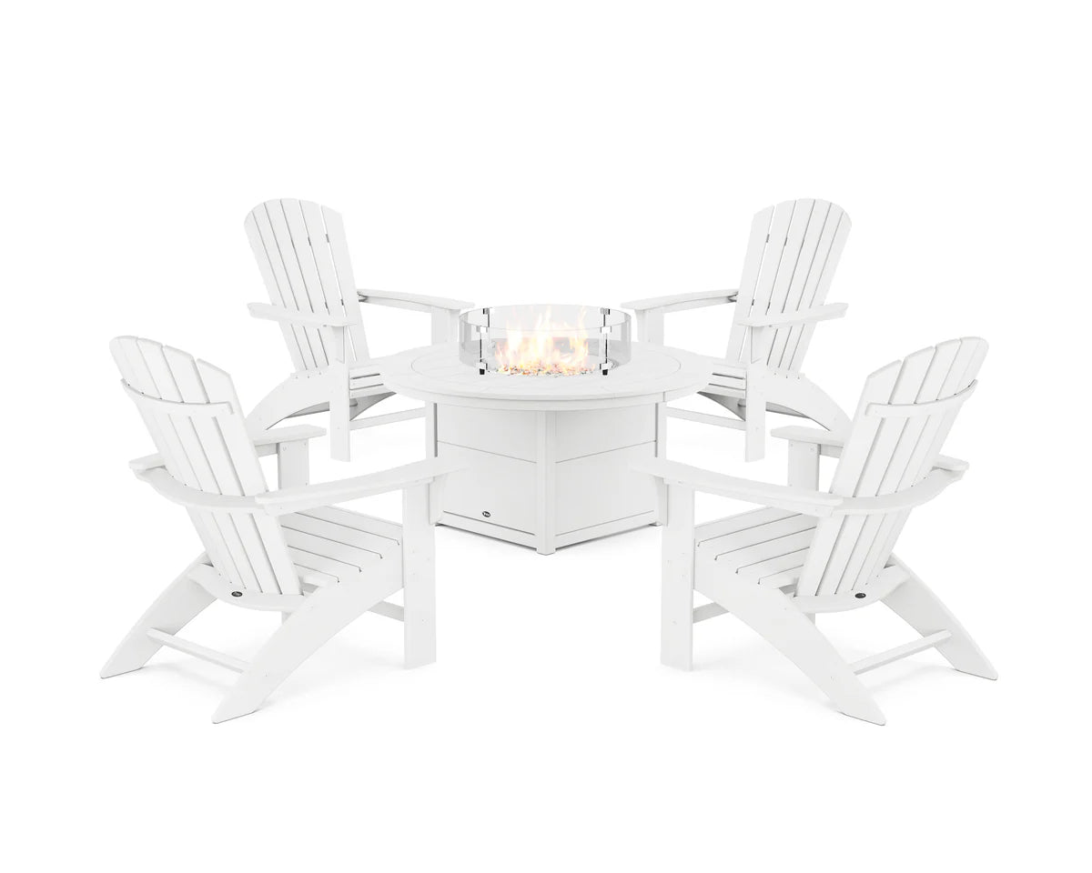 Yacht Club Adirondack 5-Piece Set with Round Fire Pit Table