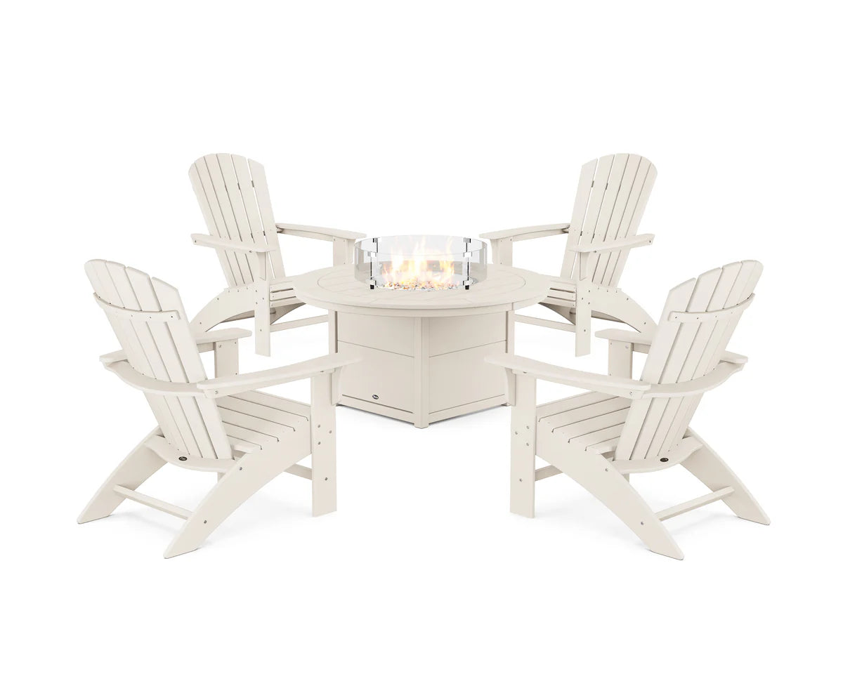 Yacht Club Adirondack 5-Piece Set with Round Fire Pit Table