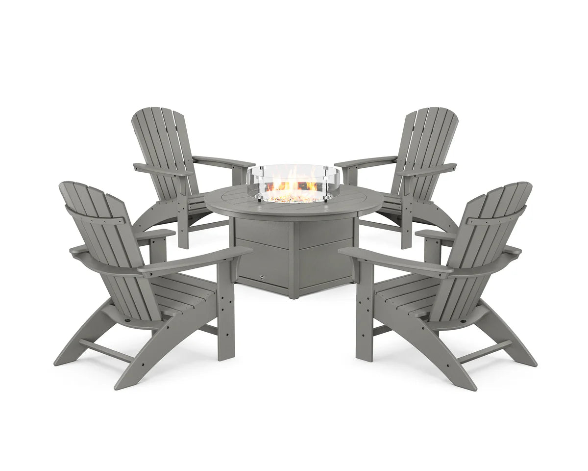 Yacht Club Adirondack 5-Piece Set with Round Fire Pit Table