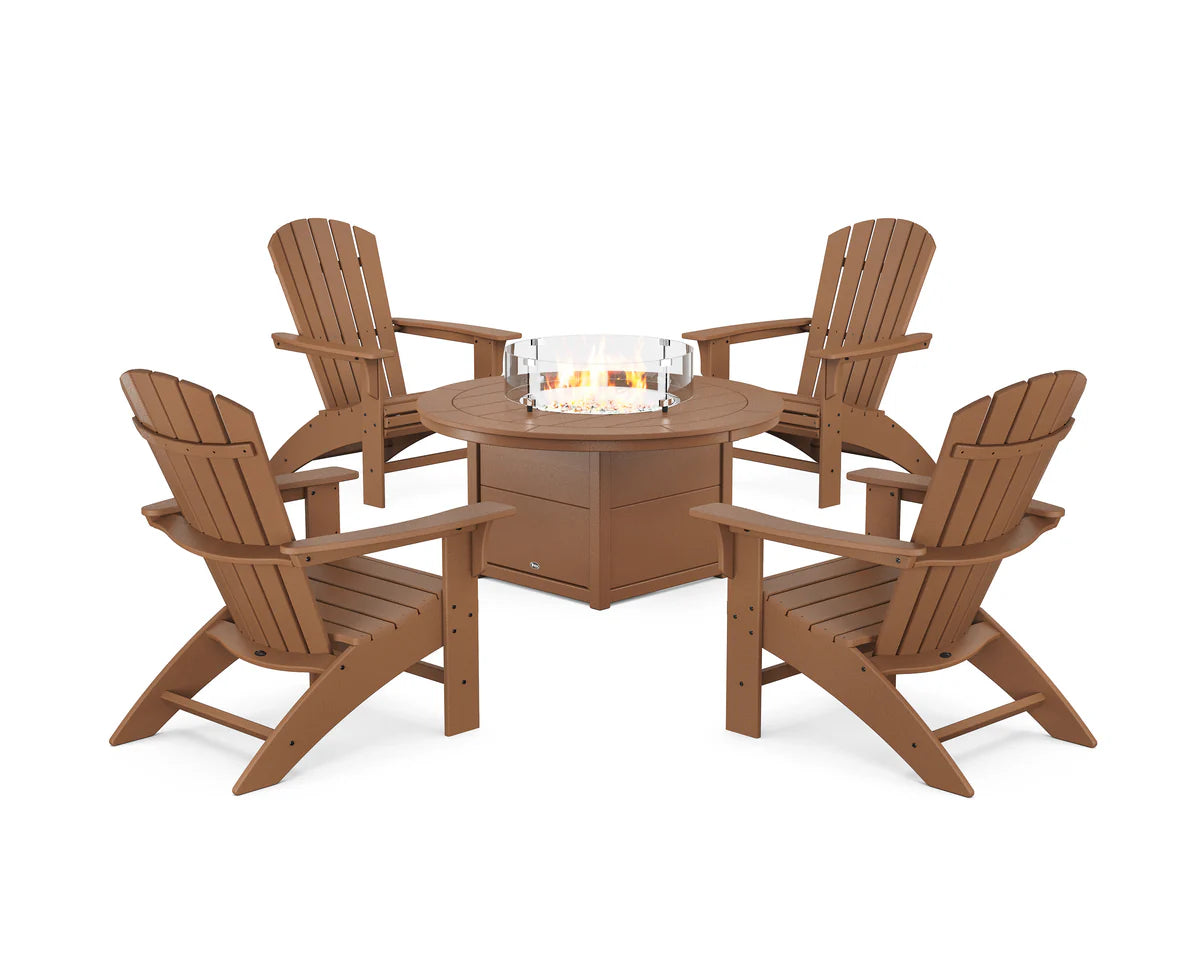 Yacht Club Adirondack 5-Piece Set with Round Fire Pit Table