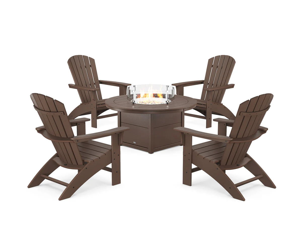 Yacht Club Adirondack 5-Piece Set with Round Fire Pit Table