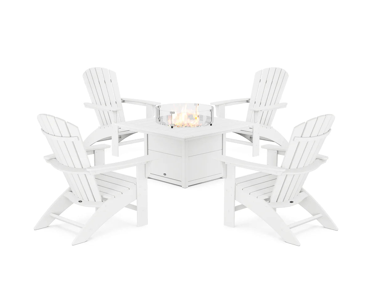 Yacht Club Adirondack 5-Piece Set with Square Fire Pit Table