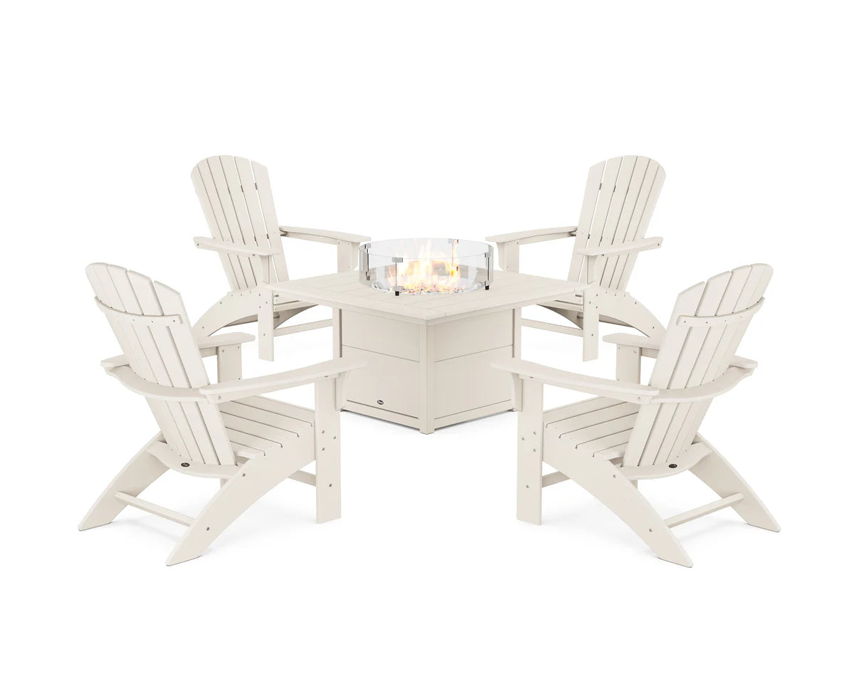 Yacht Club Adirondack 5-Piece Set with Square Fire Pit Table