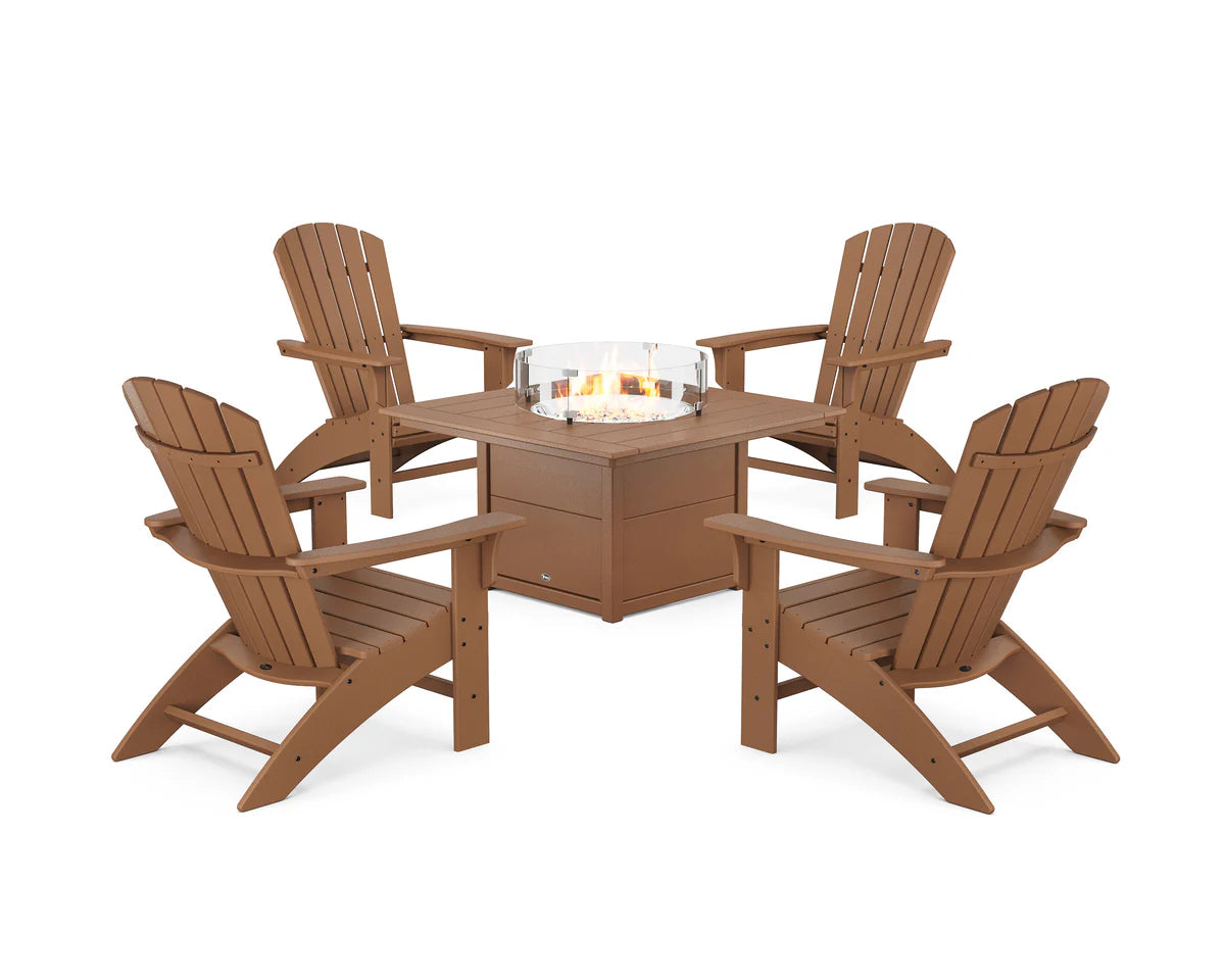 Yacht Club Adirondack 5-Piece Set with Square Fire Pit Table