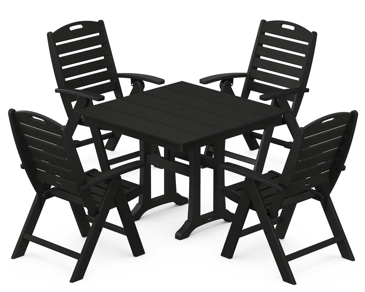 Yacht Club Highback 5-Piece Farmhouse Trestle Dining Set