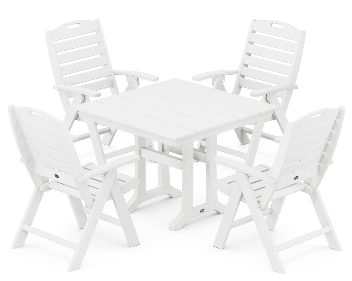 Yacht Club Highback 5-Piece Farmhouse Trestle Dining Set