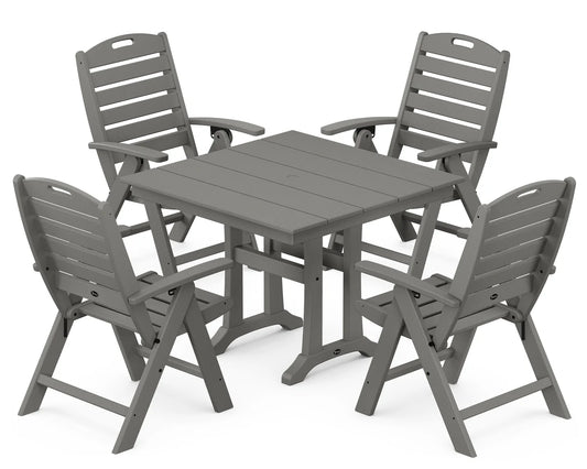 Yacht Club Highback 5-Piece Farmhouse Trestle Dining Set