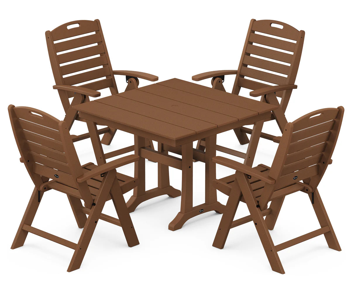 Yacht Club Highback 5-Piece Farmhouse Trestle Dining Set