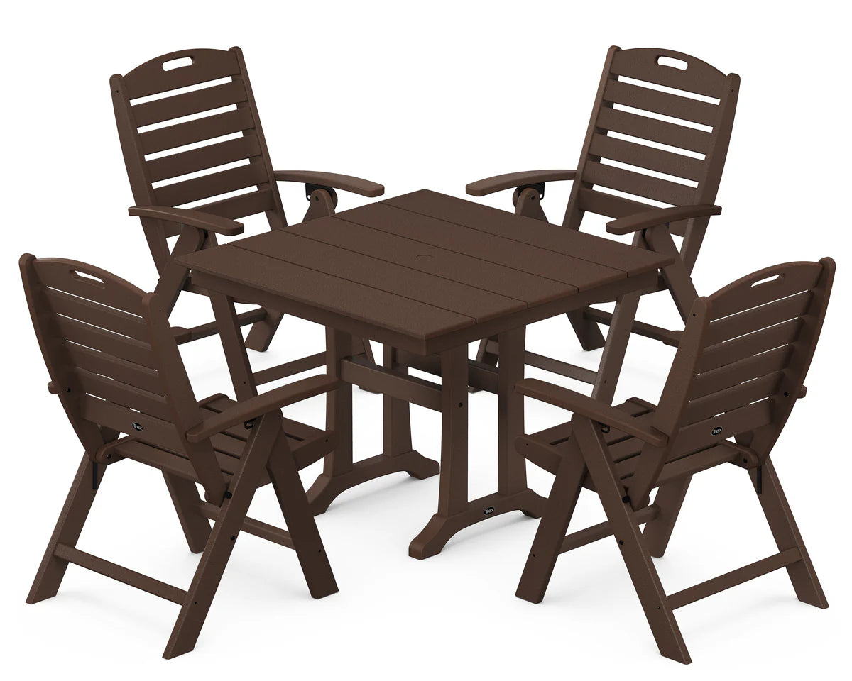 Yacht Club Highback 5-Piece Farmhouse Trestle Dining Set