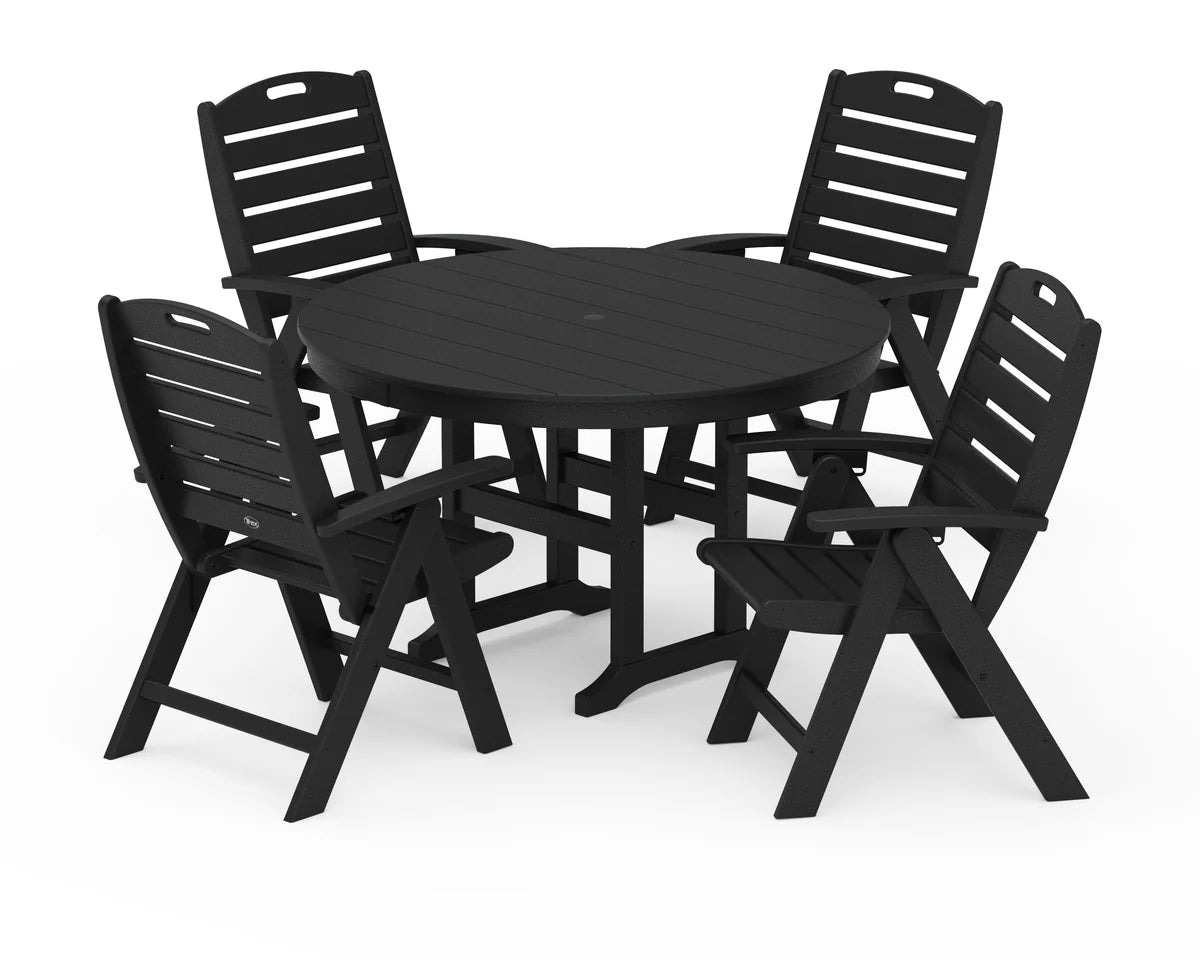 Yacht Club Highback 5-Piece Round Dining Set