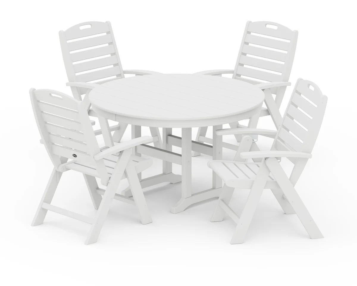 Yacht Club Highback 5-Piece Round Dining Set