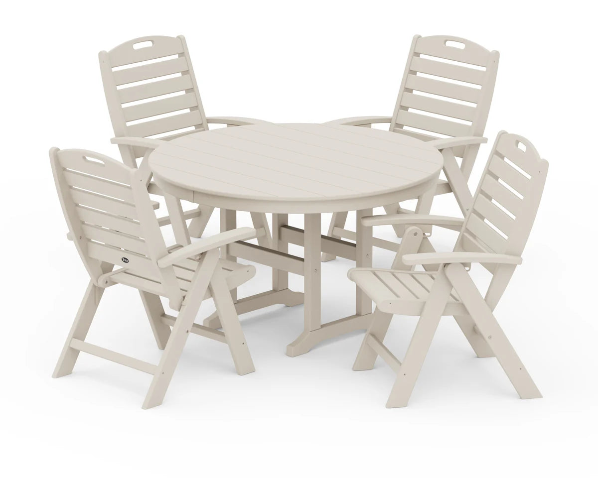 Yacht Club Highback 5-Piece Round Dining Set