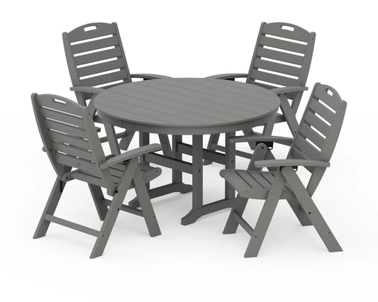 Yacht Club Highback 5-Piece Round Dining Set