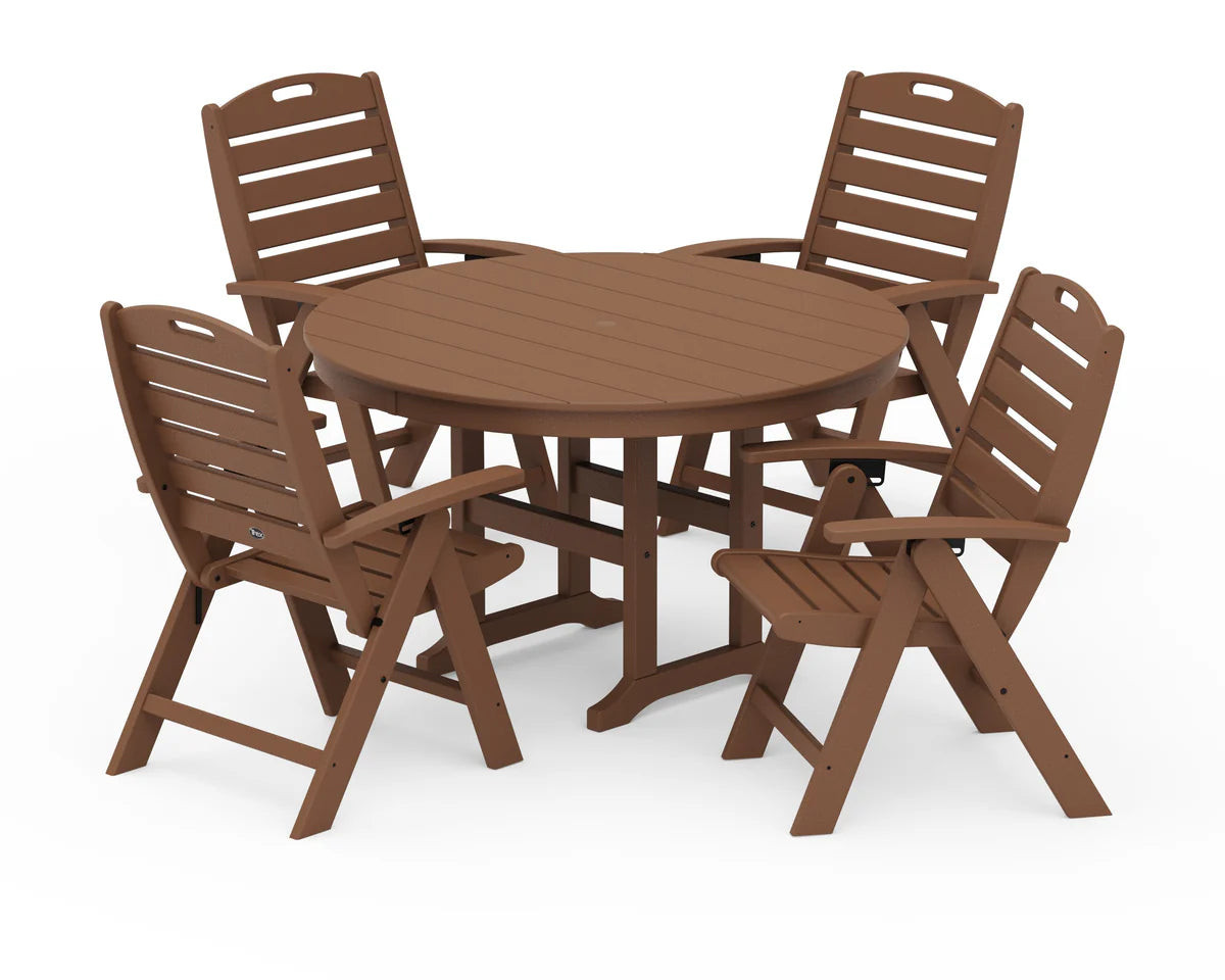 Yacht Club Highback 5-Piece Round Dining Set