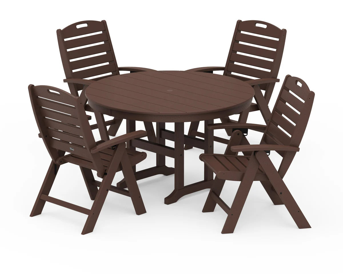 Yacht Club Highback 5-Piece Round Dining Set