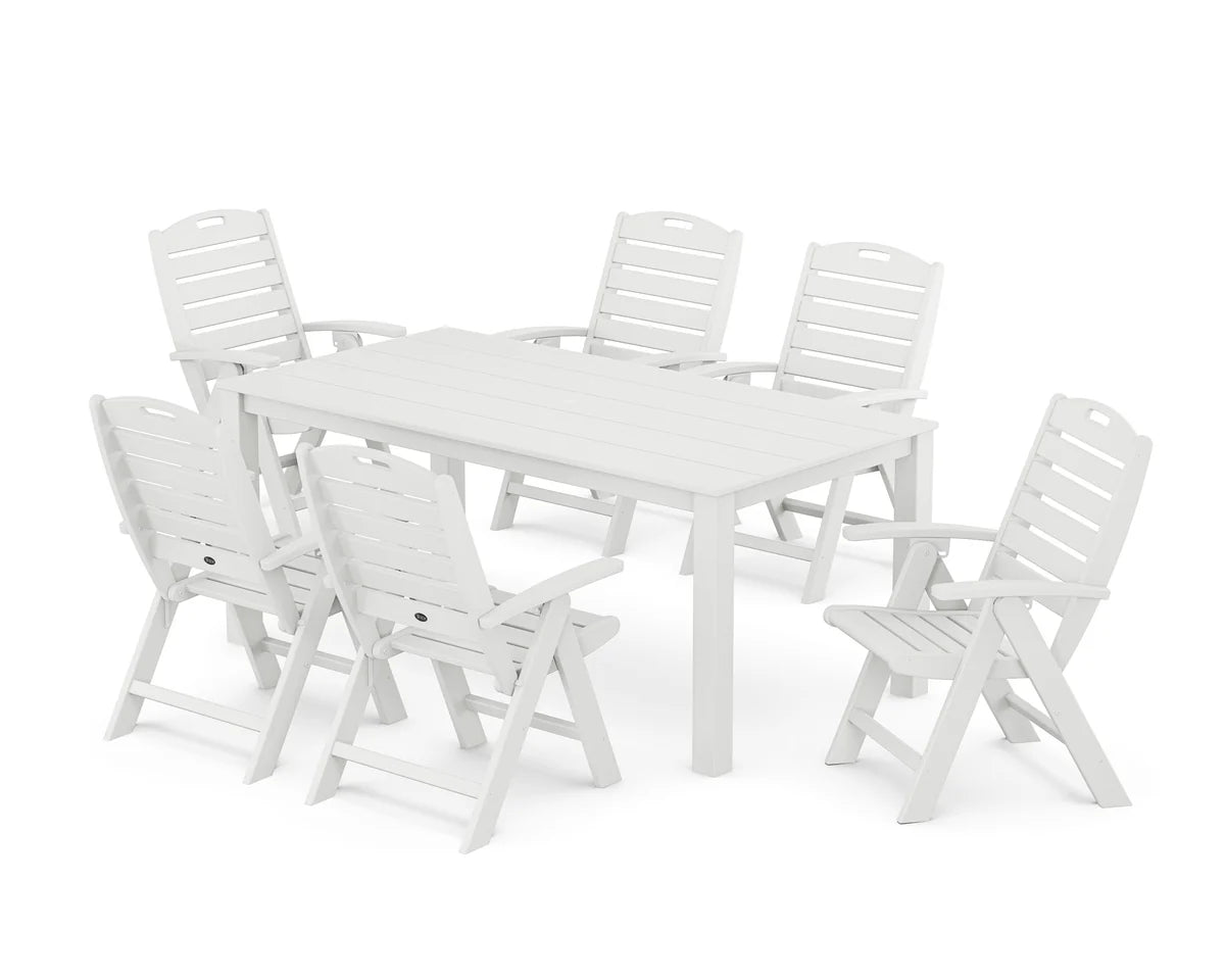 Yacht Club Highback Chair 7-Piece Parsons Dining Set
